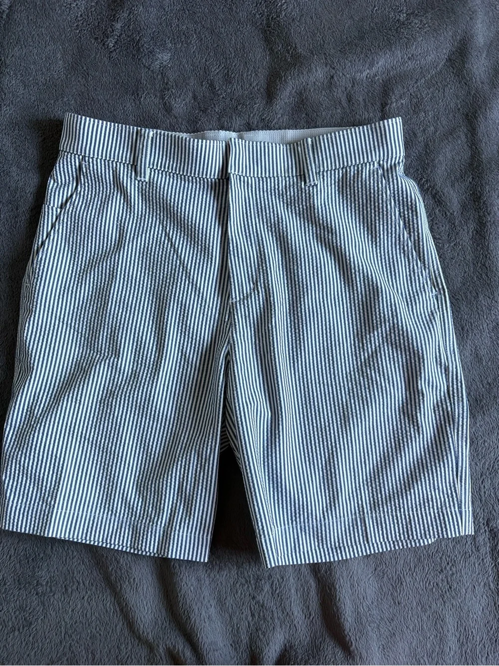 Nike Men's Blue & White Striped Flat Front Shorts